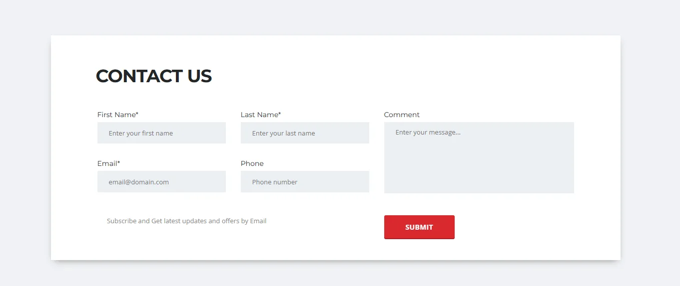 Contact form του Ready Cars για αιτήματα ενδιαφέροντος και επικοινωνία